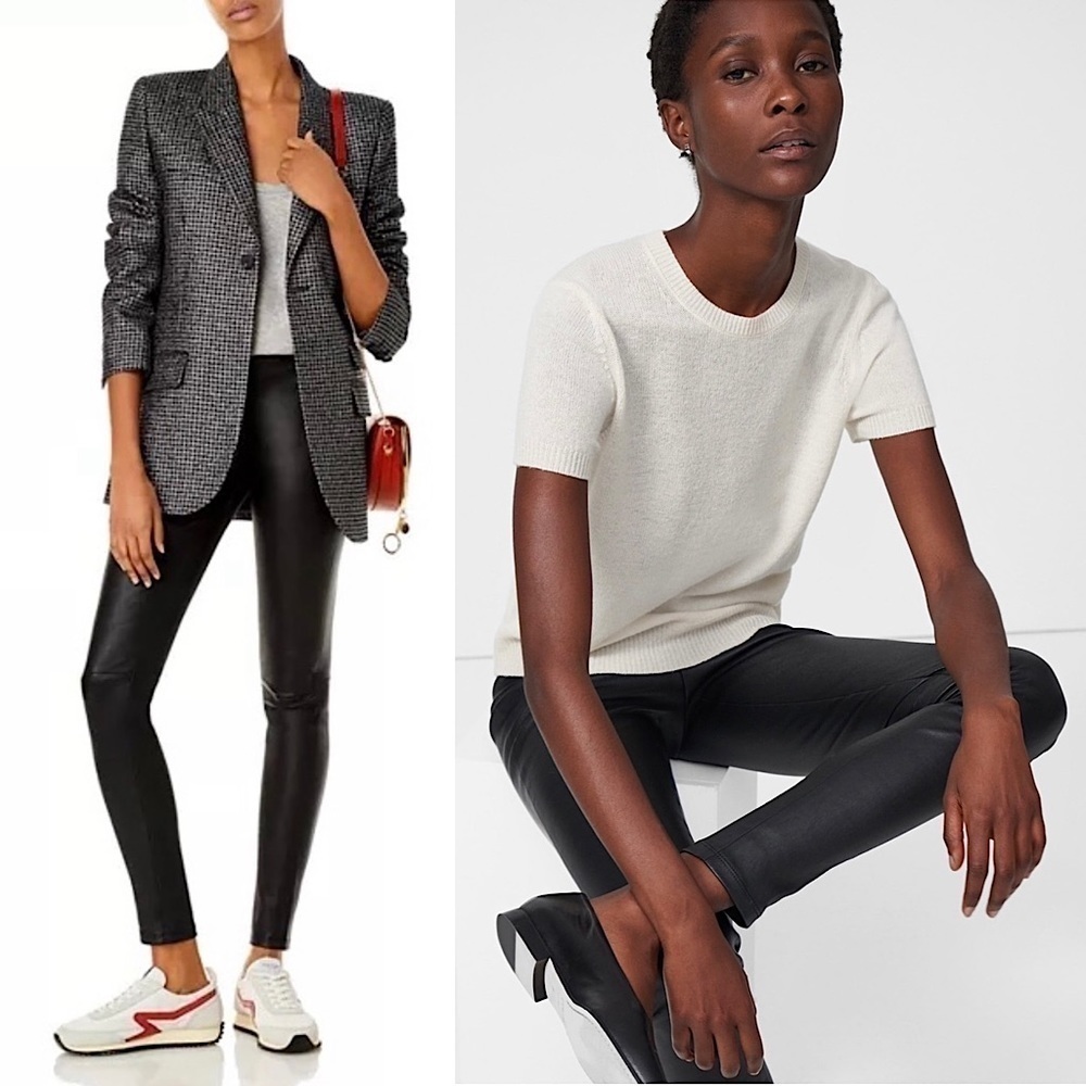 THEORY Vegan Faux Leather Leggings High Rise Skinny Stretch Cigarette Pants M